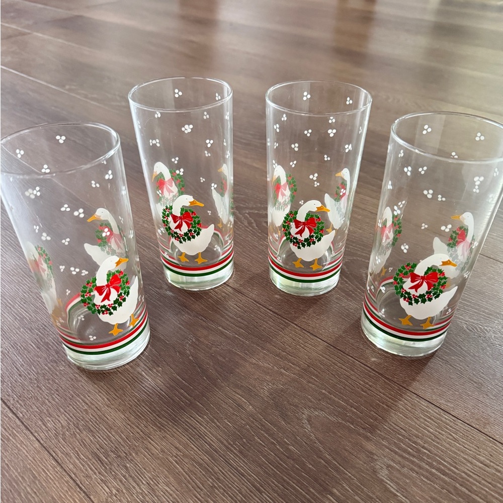 Vintage Christmas Goose Glasses (4)